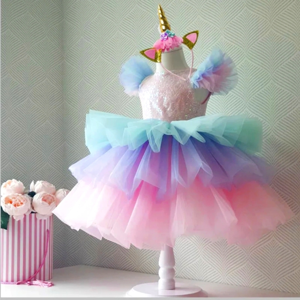 Beautiful Luxury Unicorn Birthday tulle Dress